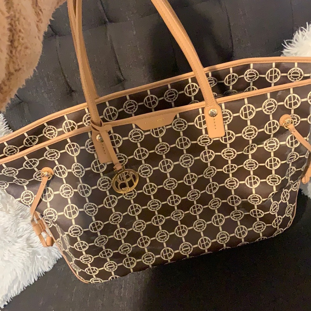 COPY - Henri Bendel monogram canvas Tote bag with Leather Trim